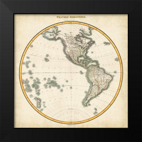 1812 Western Hemisphere Black Modern Wood Framed Art Print by Pinkerton