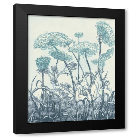 Indigo Fields II Black Modern Wood Framed Art Print with Double Matting by Vision Studio