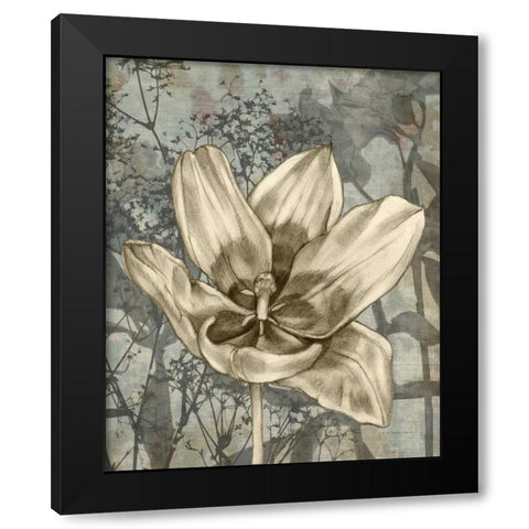 Tulip and Wildflowers VIII Black Modern Wood Framed Art Print with Double Matting by Goldberger, Jennifer