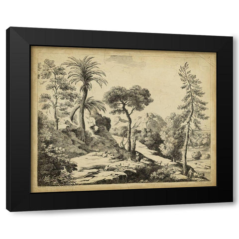 Classical Landscape I Black Modern Wood Framed Art Print with Double Matting by Pinelli, B.