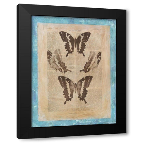 Bookplate Butterflies I Black Modern Wood Framed Art Print by Vision Studio