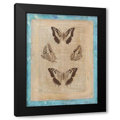 Bookplate Butterflies II Black Modern Wood Framed Art Print by Vision Studio