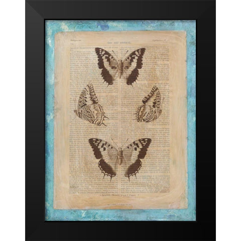Bookplate Butterflies II Black Modern Wood Framed Art Print by Vision Studio