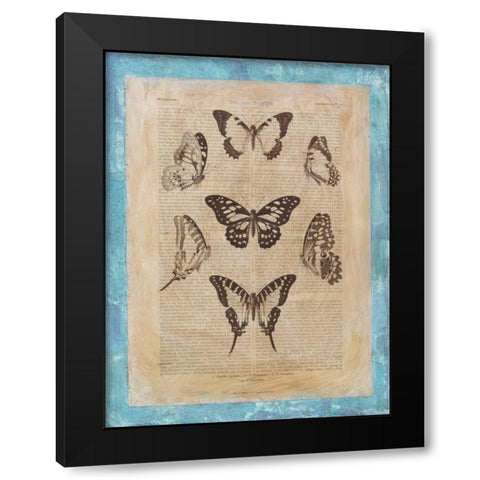 Bookplate Butterflies III Black Modern Wood Framed Art Print by Vision Studio
