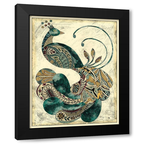 Royal Peacock I Black Modern Wood Framed Art Print with Double Matting by Zarris, Chariklia