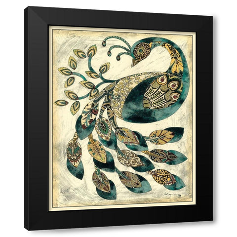 Royal Peacock II Black Modern Wood Framed Art Print by Zarris, Chariklia