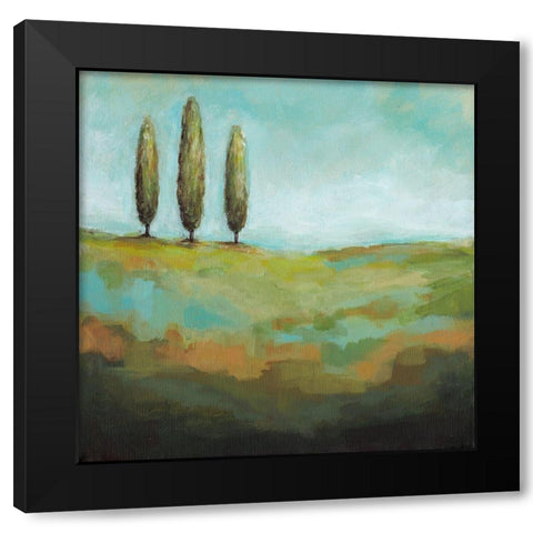 Singing Trees I Black Modern Wood Framed Art Print with Double Matting by Long, Christina