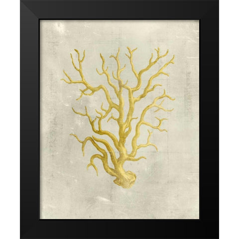 Coral in Mustard  Black Modern Wood Framed Art Print by Vision Studio