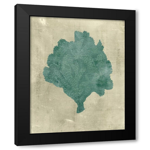 Coral in Teal Black Modern Wood Framed Art Print with Double Matting by Vision Studio