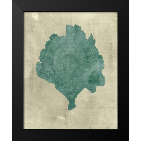 Coral in Teal Black Modern Wood Framed Art Print by Vision Studio