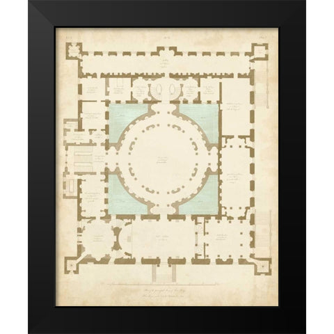 Plan in Taupe and Spa I Black Modern Wood Framed Art Print by Vision Studio
