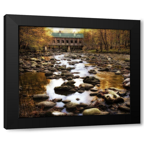 Bridge Over Rocky Waters Black Modern Wood Framed Art Print by Head, Danny