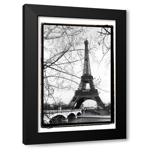 Eiffel Tower Along The Seine River Black Modern Wood Framed Art Print by DeNardo, Laura