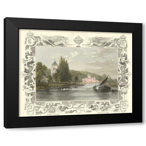 Bisham Abbey Black Modern Wood Framed Art Print with Double Matting by Tombleson