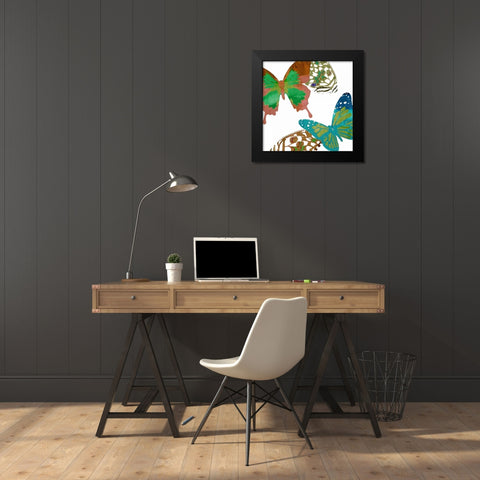 Scattered Butterflies I Black Modern Wood Framed Art Print by Jasper, Sisa
