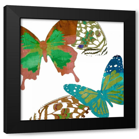 Scattered Butterflies I Black Modern Wood Framed Art Print with Double Matting by Jasper, Sisa