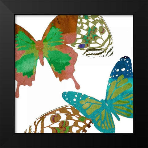 Scattered Butterflies I Black Modern Wood Framed Art Print by Jasper, Sisa