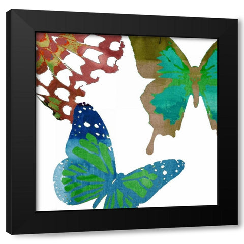 Scattered Butterflies II Black Modern Wood Framed Art Print by Jasper, Sisa