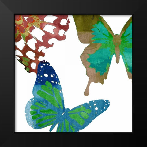 Scattered Butterflies II Black Modern Wood Framed Art Print by Jasper, Sisa