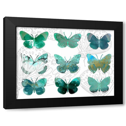 Layered Butterflies I Black Modern Wood Framed Art Print by Jasper, Sisa