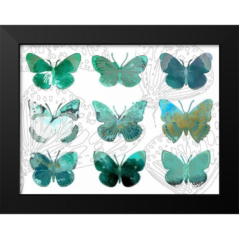 Layered Butterflies I Black Modern Wood Framed Art Print by Jasper, Sisa