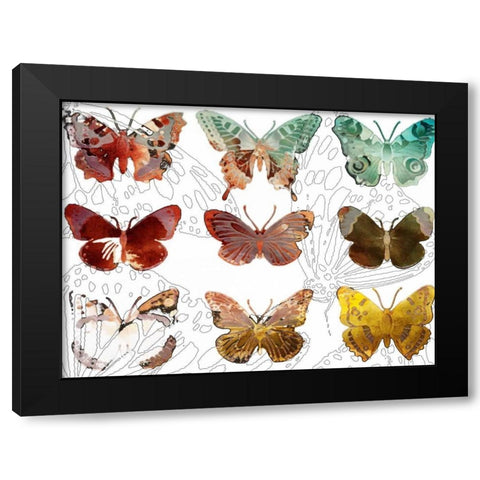 Layered Butterflies II Black Modern Wood Framed Art Print by Jasper, Sisa