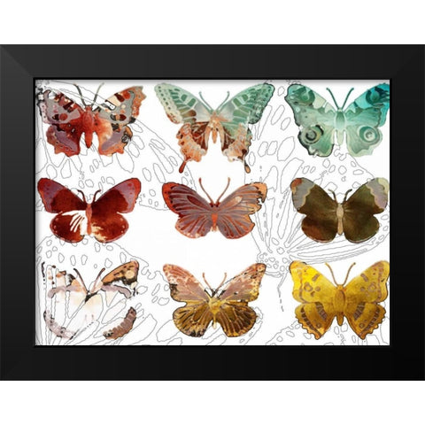 Layered Butterflies II Black Modern Wood Framed Art Print by Jasper, Sisa