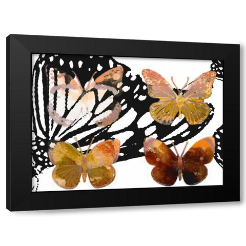 Layered Butterflies III Black Modern Wood Framed Art Print by Jasper, Sisa