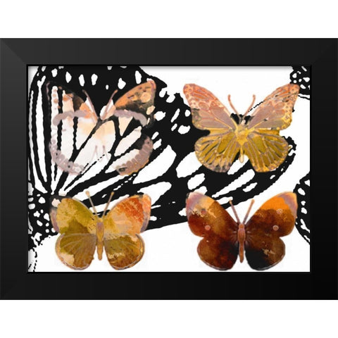 Layered Butterflies III Black Modern Wood Framed Art Print by Jasper, Sisa