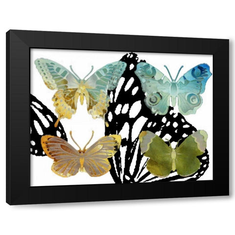Layered Butterflies IV Black Modern Wood Framed Art Print with Double Matting by Jasper, Sisa