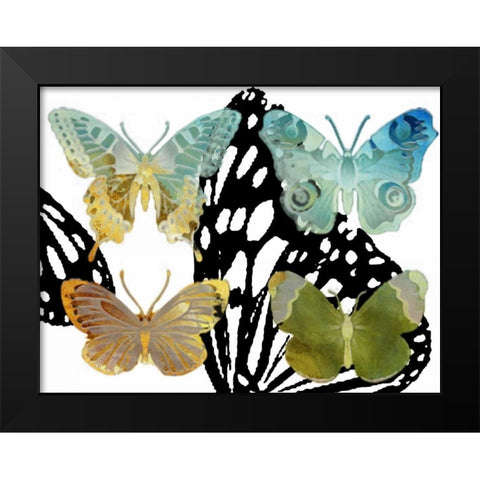 Layered Butterflies IV Black Modern Wood Framed Art Print by Jasper, Sisa