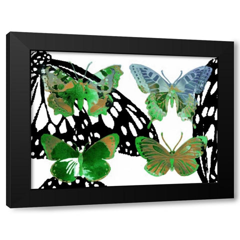 Layered Butterflies V Black Modern Wood Framed Art Print by Jasper, Sisa