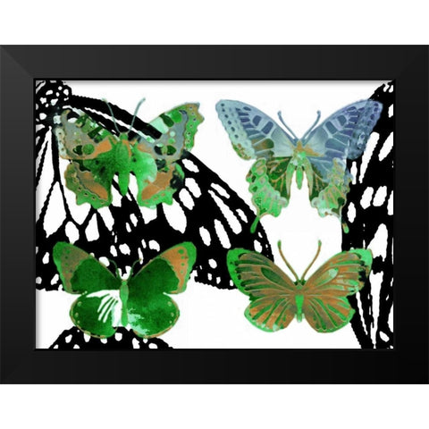 Layered Butterflies V Black Modern Wood Framed Art Print by Jasper, Sisa