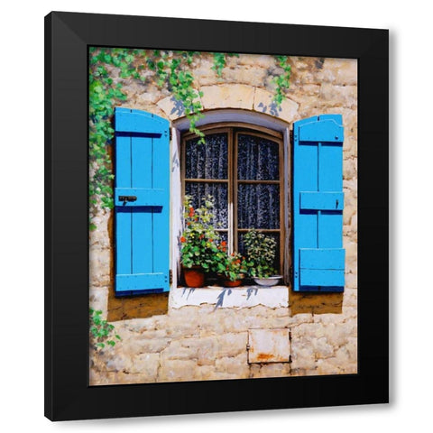 Blue Shutters Black Modern Wood Framed Art Print by Swanson, Michael