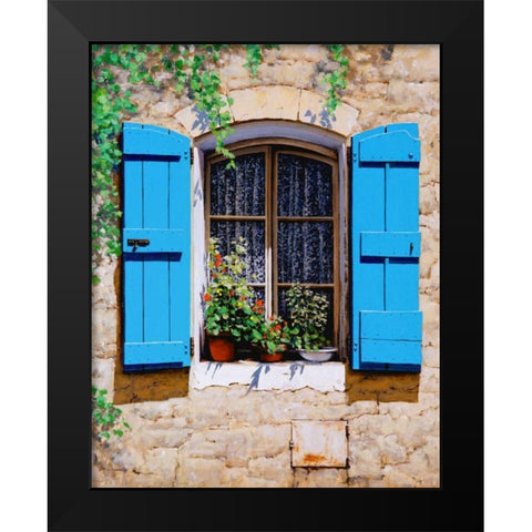 Blue Shutters Black Modern Wood Framed Art Print by Swanson, Michael