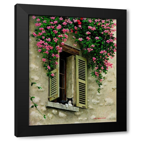 Le Chat Black Modern Wood Framed Art Print with Double Matting by Swanson, Michael