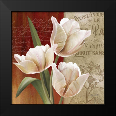 French Tulip Collage II Black Modern Wood Framed Art Print by White, Abby