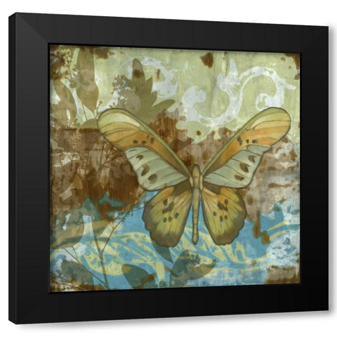 Rustic Butterfly II Black Modern Wood Framed Art Print with Double Matting by Goldberger, Jennifer