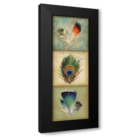 2-Up Feather Triptych I Black Modern Wood Framed Art Print with Double Matting by Goldberger, Jennifer