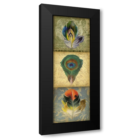 2-Up Feather Triptych II Black Modern Wood Framed Art Print by Goldberger, Jennifer