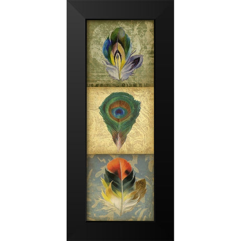 2-Up Feather Triptych II Black Modern Wood Framed Art Print by Goldberger, Jennifer