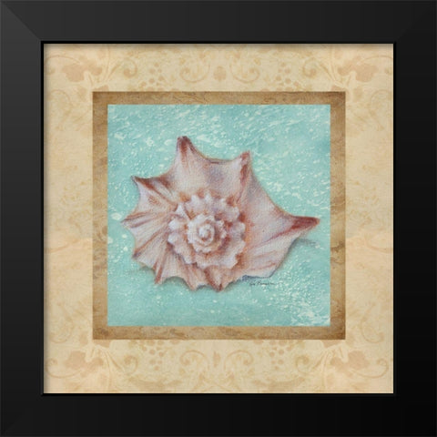 Shell and Damask II Black Modern Wood Framed Art Print by Broughton, Rita