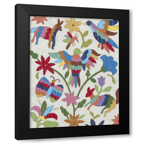 Otomi Embroidery II Black Modern Wood Framed Art Print with Double Matting by Zarris, Chariklia