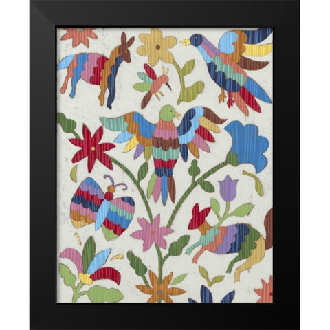 Otomi Embroidery II Black Modern Wood Framed Art Print by Zarris, Chariklia