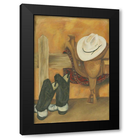 Modern Cowboy Black Modern Wood Framed Art Print with Double Matting by Goldberger, Jennifer