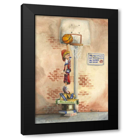 Slam Dunk Black Modern Wood Framed Art Print by Throckmorton, Jay