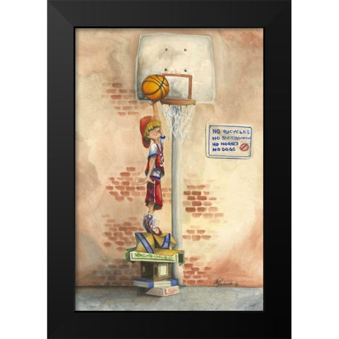 Slam Dunk Black Modern Wood Framed Art Print by Throckmorton, Jay