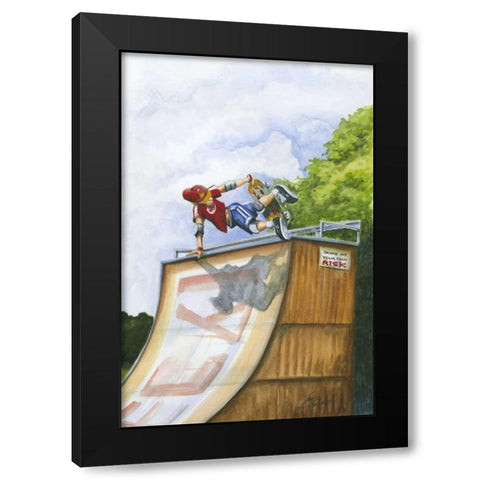 Serious Hangtime Black Modern Wood Framed Art Print by Throckmorton, Jay
