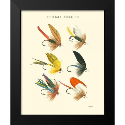 Bass Flies I Black Modern Wood Framed Art Print by Vision Studio
