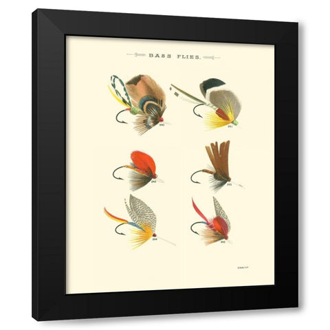 Bass Flies II Black Modern Wood Framed Art Print by Vision Studio